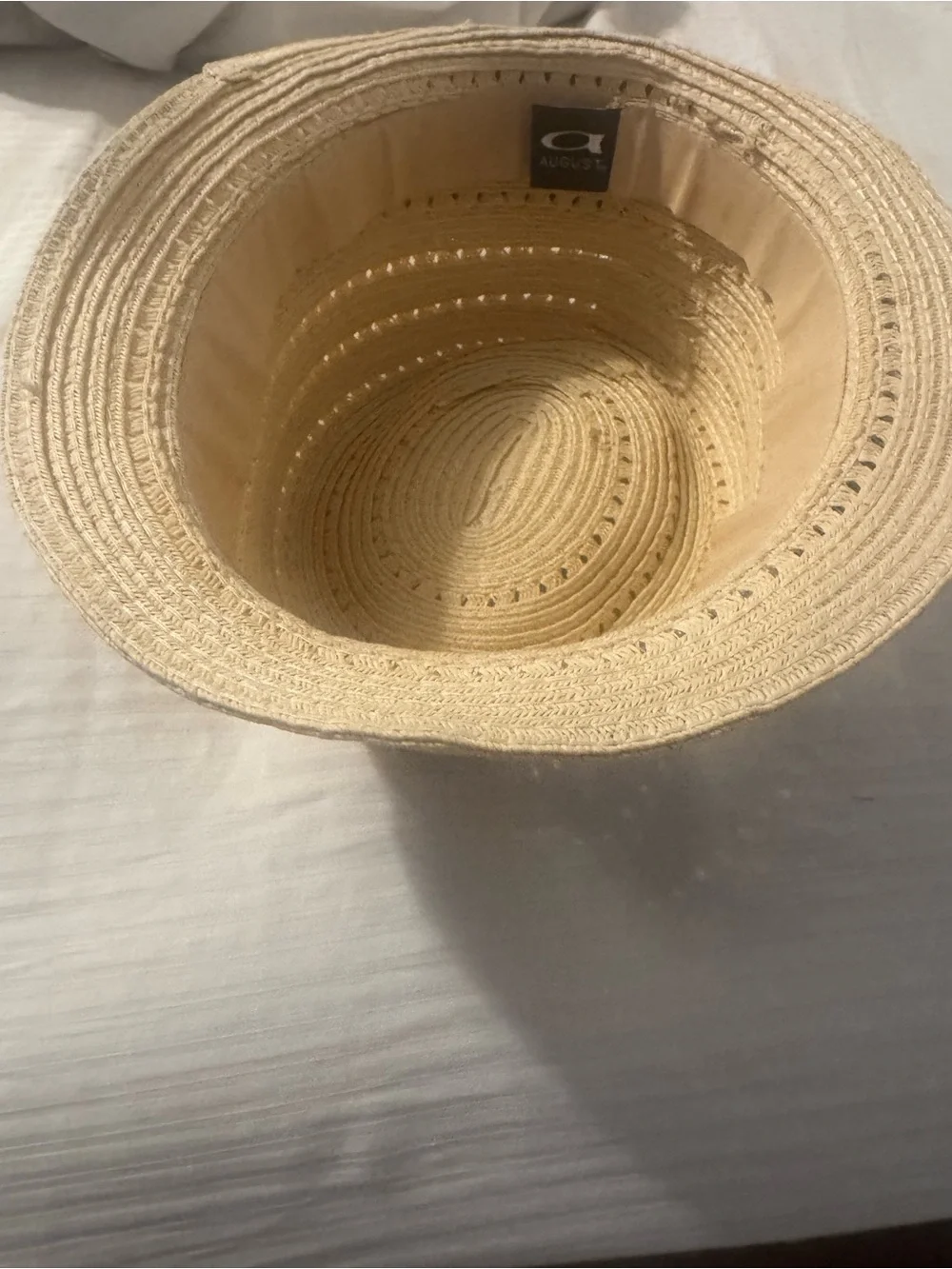 August Hats Beige Straw Cloche with Black Bow